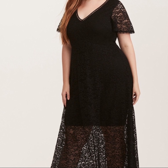 torrid black lace maxi dress